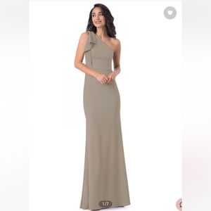 Taupe One Shoulder Mermaid Bridesmaid Dress